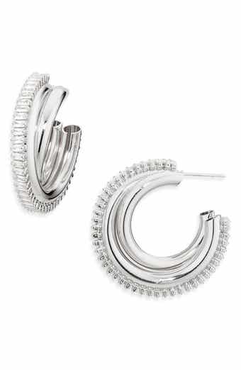 Tasha Baguette Crystal Twist Hoop Earrings