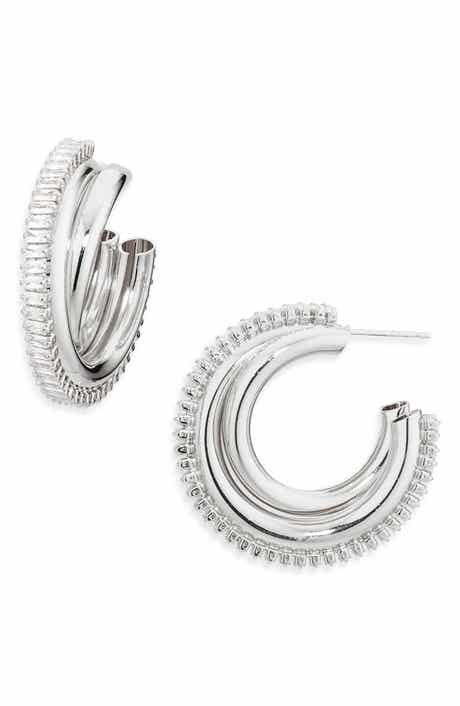 Tasha Baguette Crystal Twist Hoop Earrings