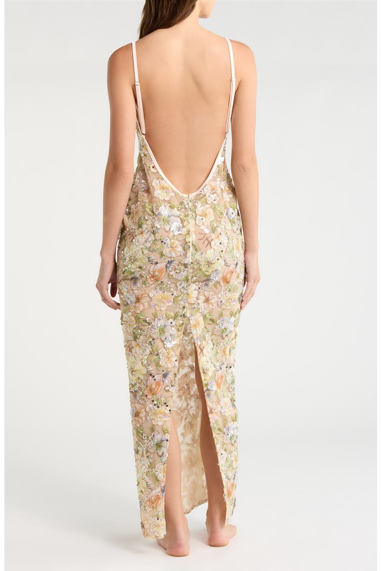 Embroidered Sequin Nightgown, Alternate, color, CHAMPAGNE SPARKLE