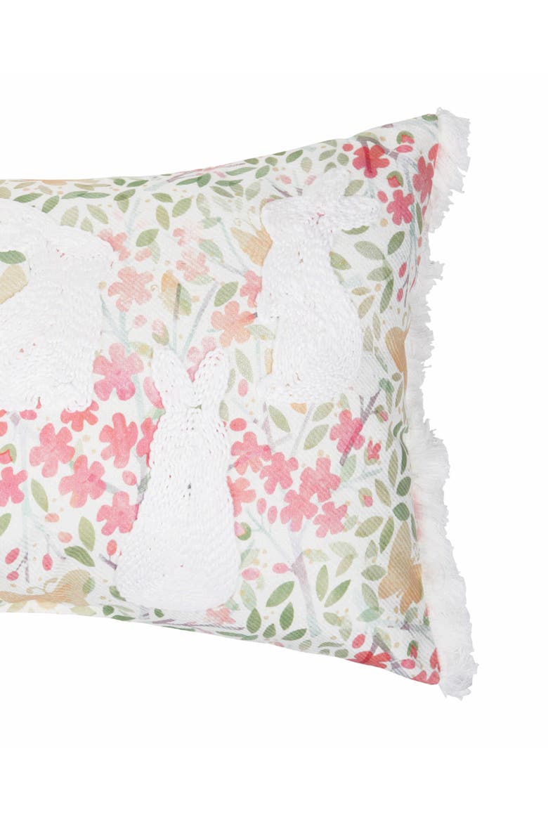 Easter Bunnies & Flowers Cotton Blend Mini Lumbar Accent Pillow 13" x 20", Alternate, color, Pink
