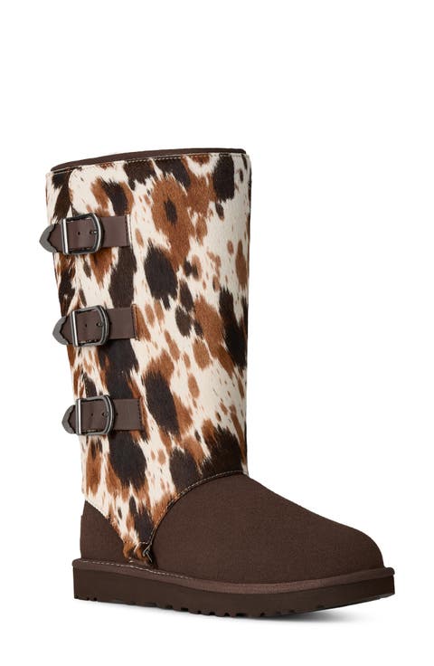 Classic Tall Western Boot with Genuine Calf Hair Trim