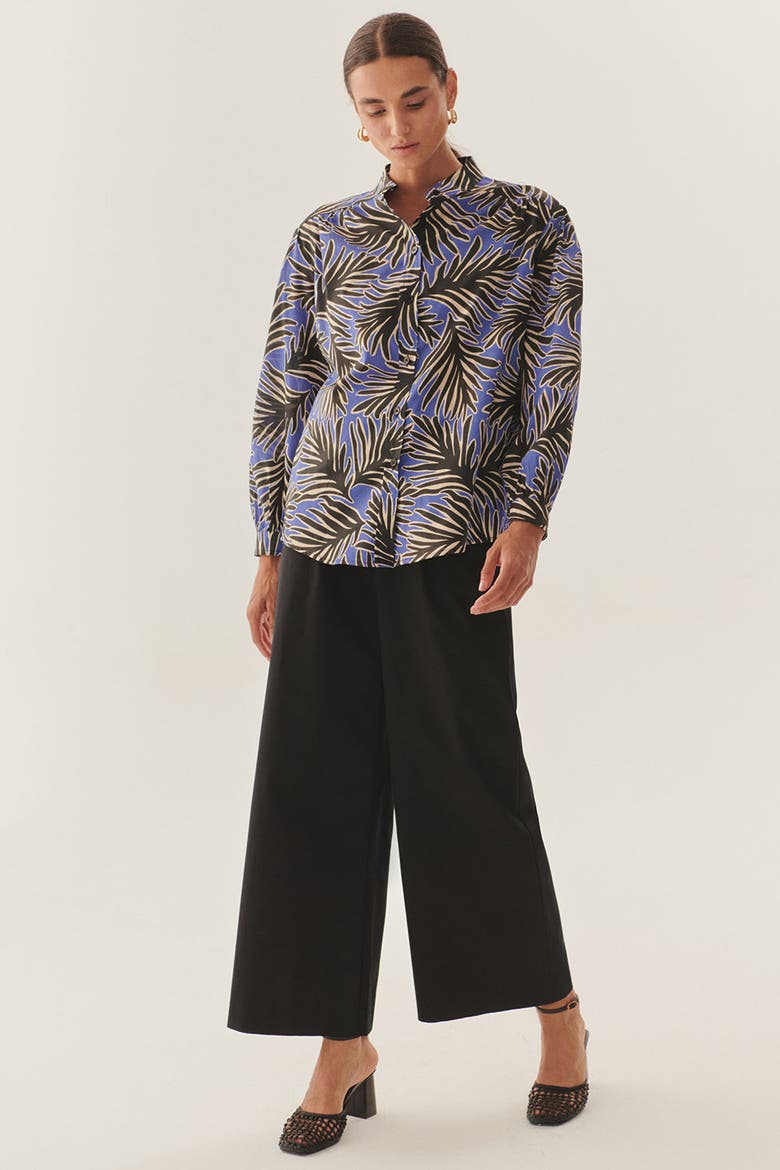 Gracie Cotton Shirt, Alternate, color, Blue and Green Patterned