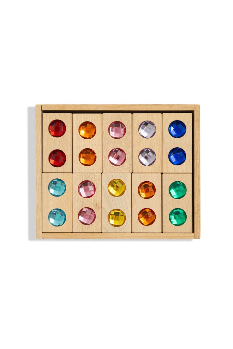 Hero Wooden Building Blocks with Acrylic Gemstones - 20 Pieces, Main, color, Multicolor
