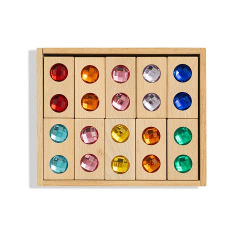 Hero Wooden Building Blocks with Acrylic Gemstones - 20 Pieces