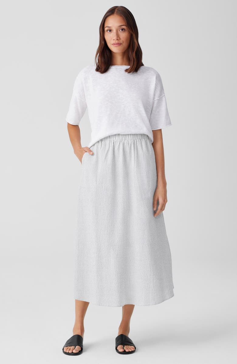 Eileen Fisher Stripe Organic Cotton A-Line Skirt, Alternate, color, 