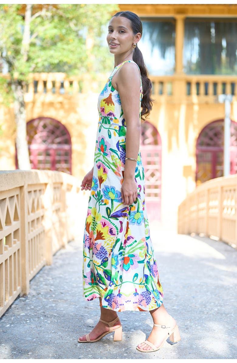 Yumi Cotton Abstract Print Maxi Dress, Alternate, color, Multi