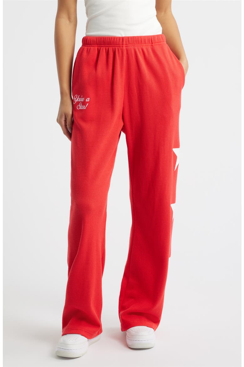 You Are a Star Waffle Knit Graphic Sweatpants, Main, color, RED
