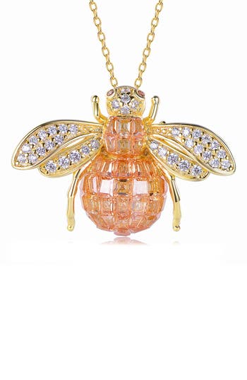 Suzy Levian Cubic Zirconia Bumblebee Pendant Necklace