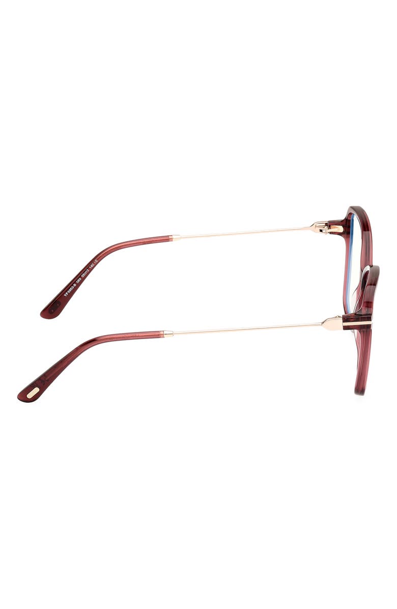 TOM FORD 53mm Butterfly Blue Light Blocking Glasses, Alternate, color, Wine Rose Gold / T Logo