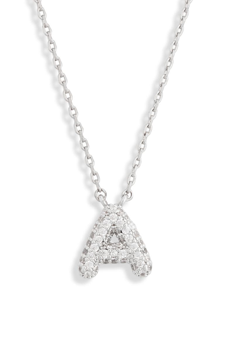 Leith Cubic Zirconia Initial Pendant Necklace, Alternate, color, A- Clear- Silver
