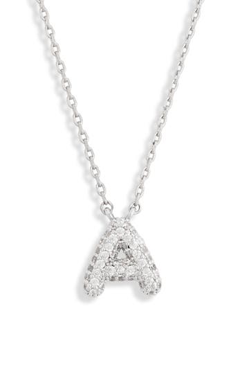Leith Cubic Zirconia Initial Pendant Necklace