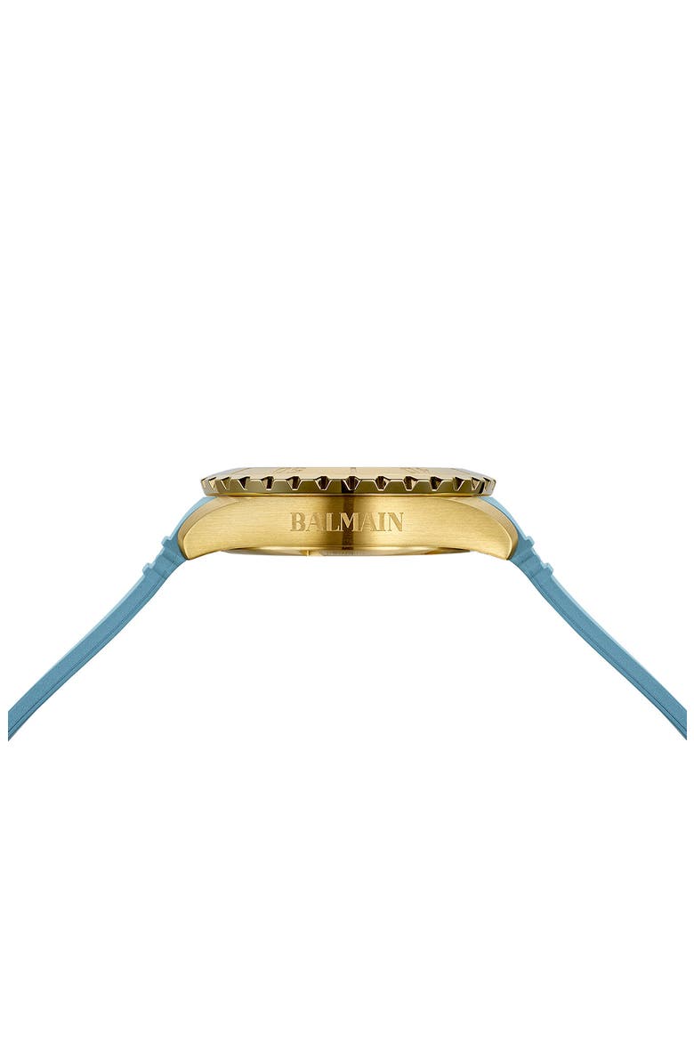 Ophrys Rubber Strap Watch, 34.5mm, Alternate, color, BLUE RUBBER YELLOW GOLD PVD