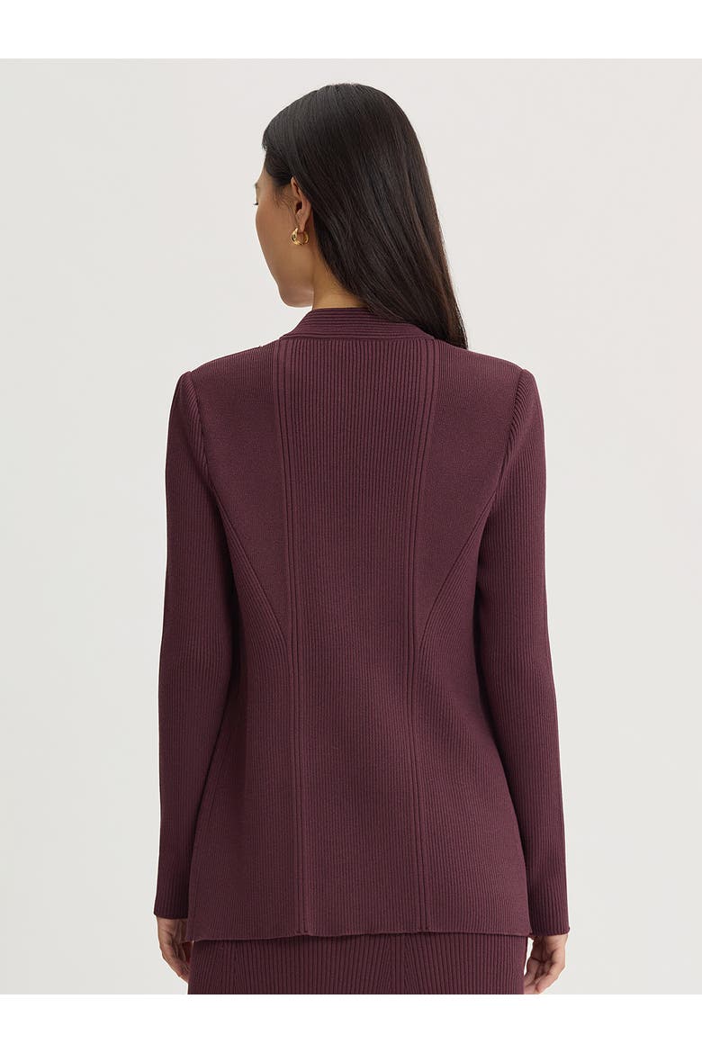 Tailored Tonal Ribbed Knit Jacket, Alternate, color, Mahogany