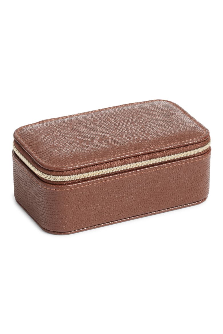 Rectangle Zip Jewelry Box, Main, color, CHOCOLATE TEXTURE