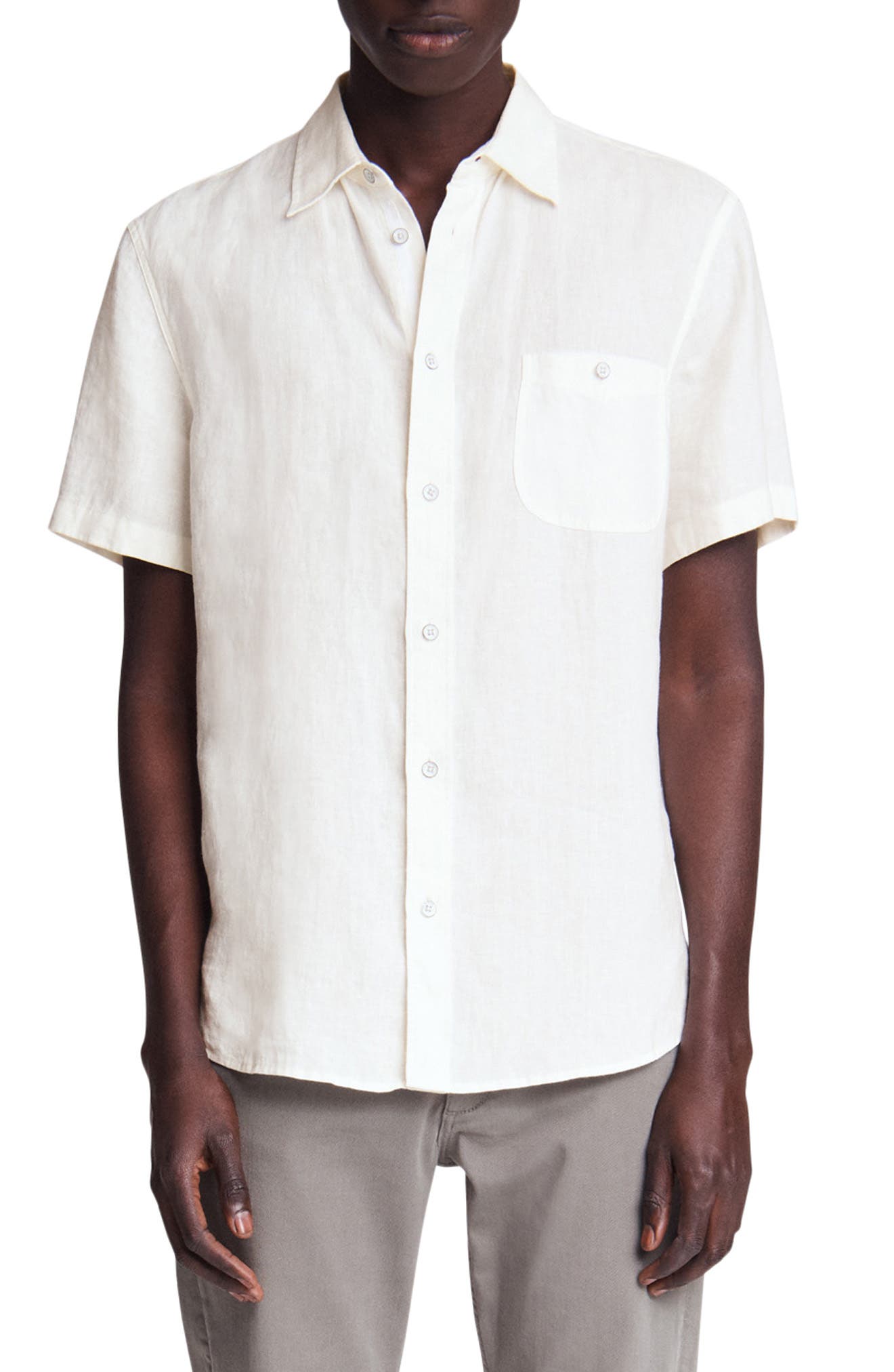 rag & bone Gus Linen Short Sleeve Button-Up Shirt (Men) | Nordstrom
