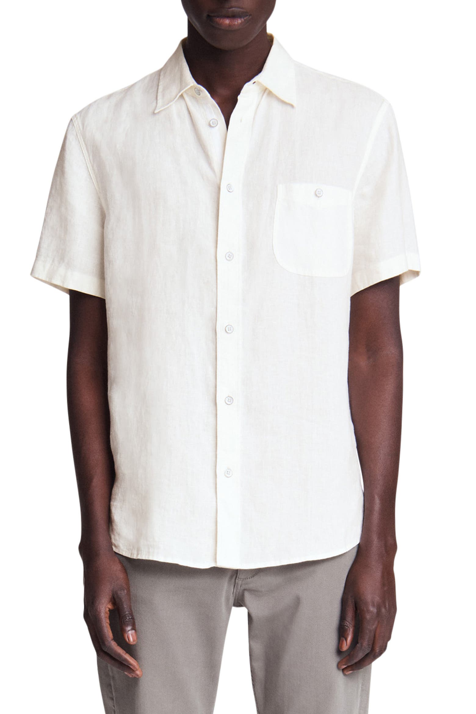 Short Rags rag & bone Gus Linen Short Sleeve Button-Up Shirt (Men) | Nordstrom