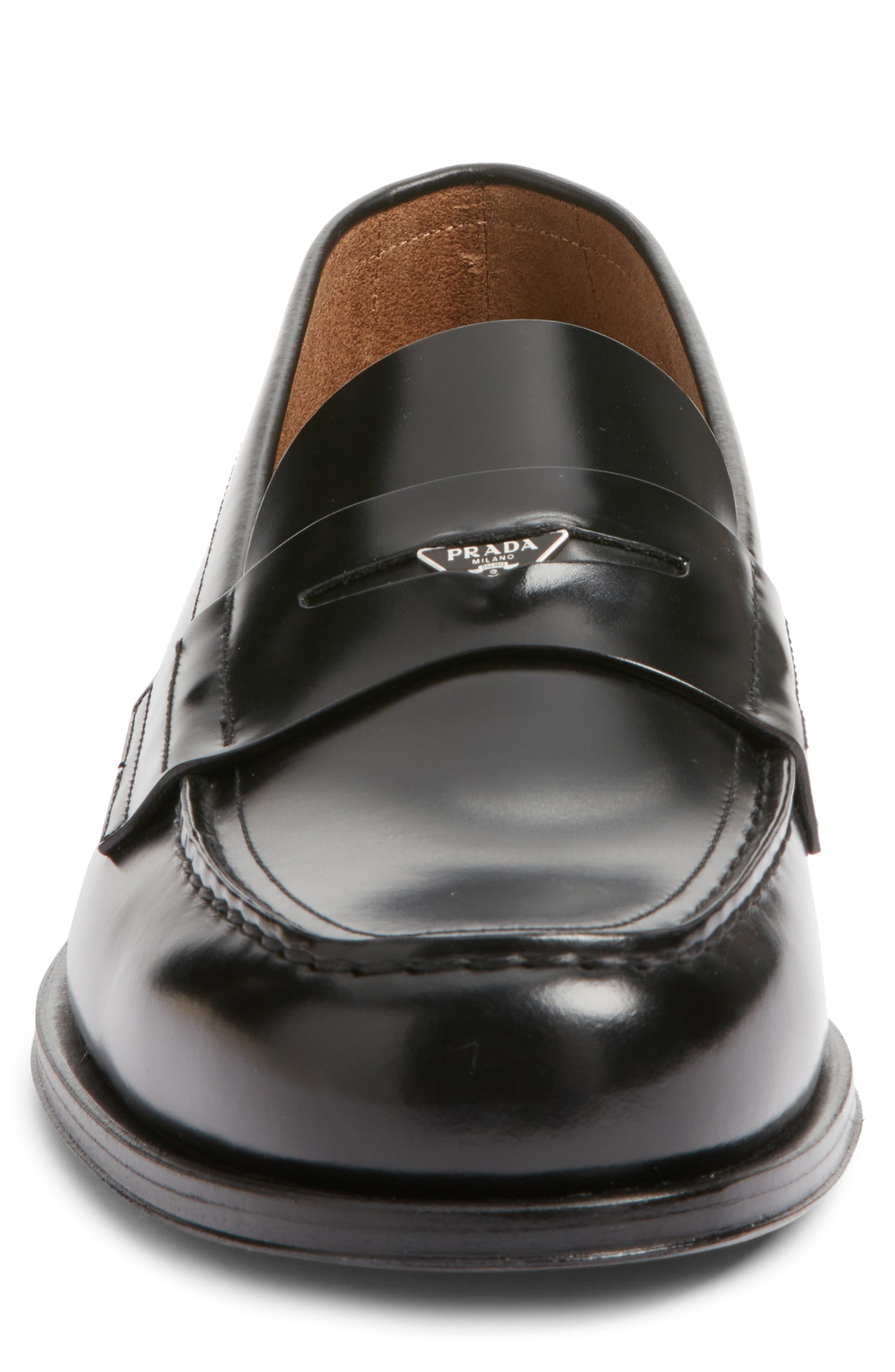 Prada Logo Penny Loafer, Alternate, color, Nero