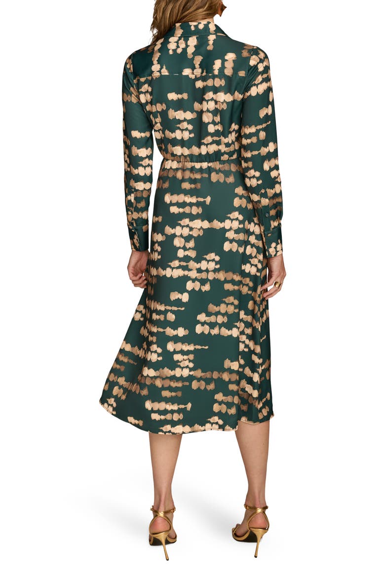 Abstract Print Long Sleeve Shirtdress, Alternate, color, SPRUCE/ GOLD MULTI