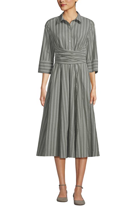 Poplin Midi Wrap Front Dress