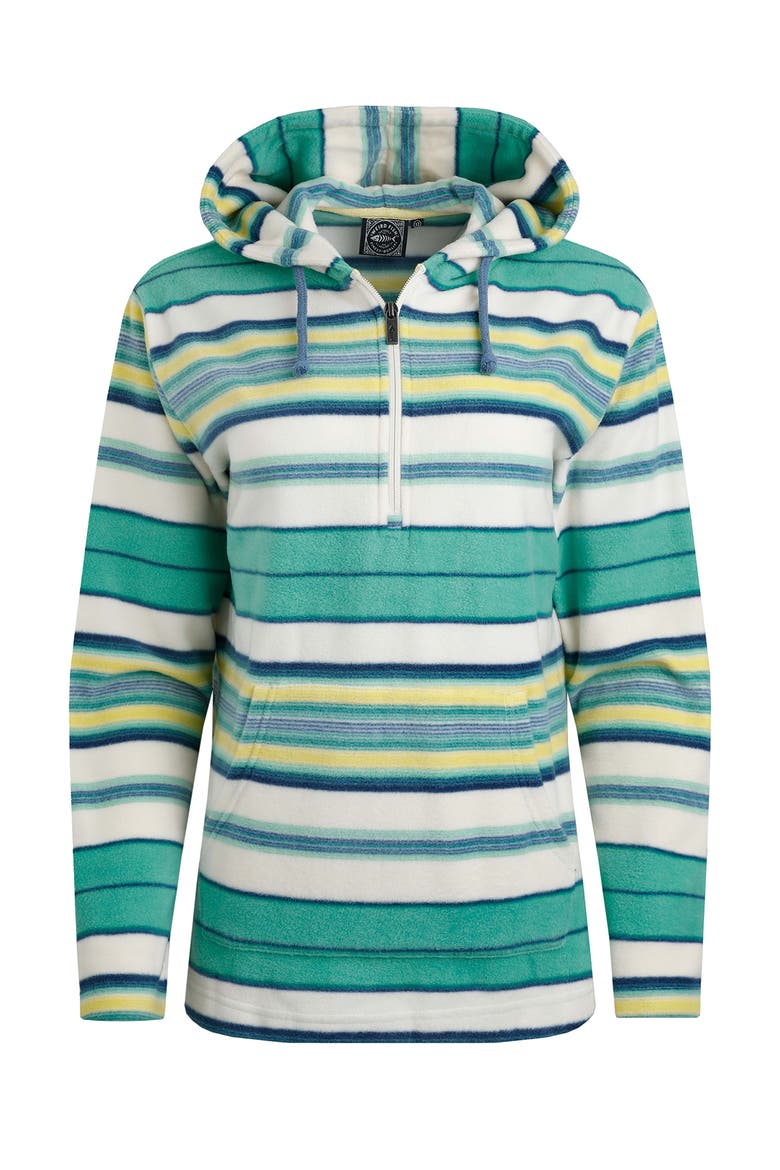 Lana 1/4 Zip Stripe Microfleece Hoodie, Alternate, color, Aqua Marine