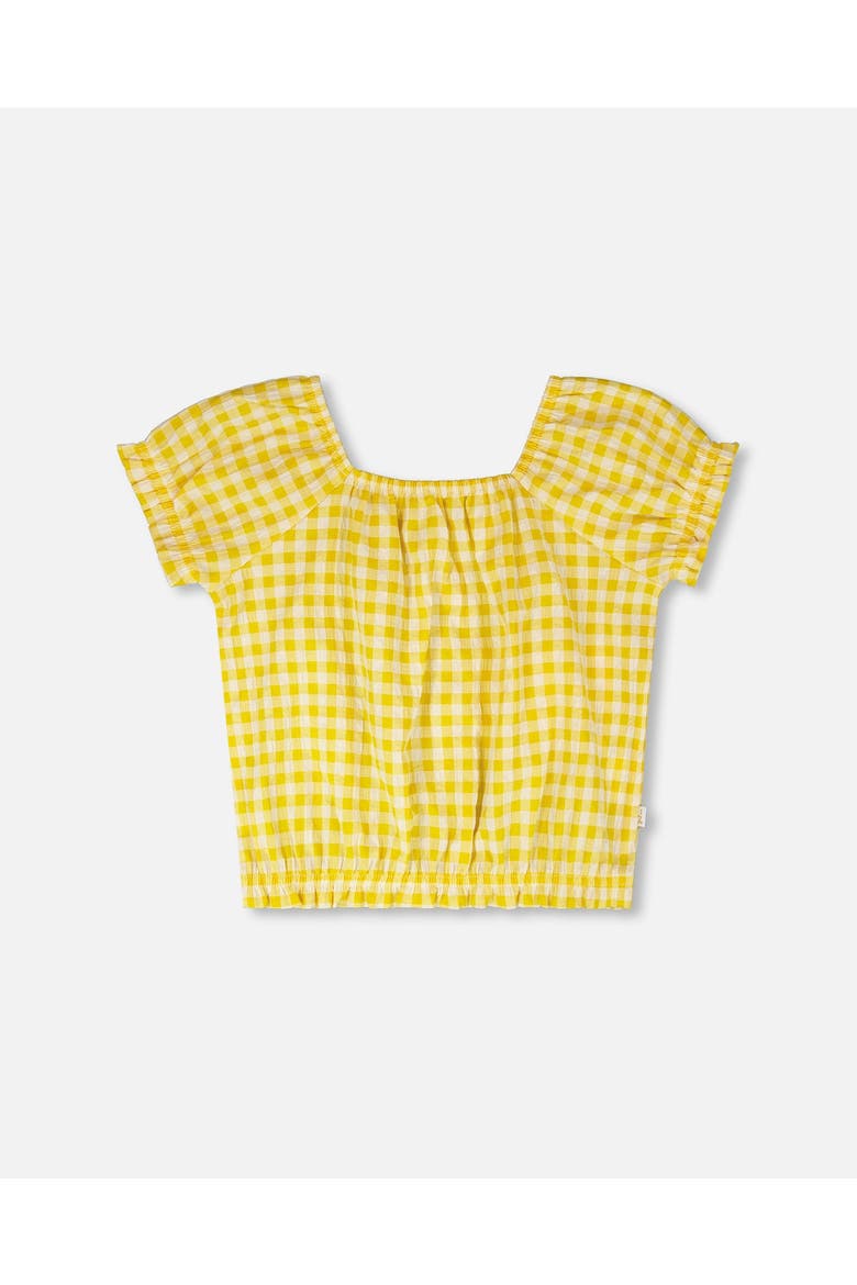Short Sleeve Peasant Top Gingham, Main, color, Yellow Gingham