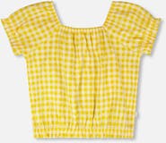 Deux par Deux Short Sleeve Peasant Top Gingham