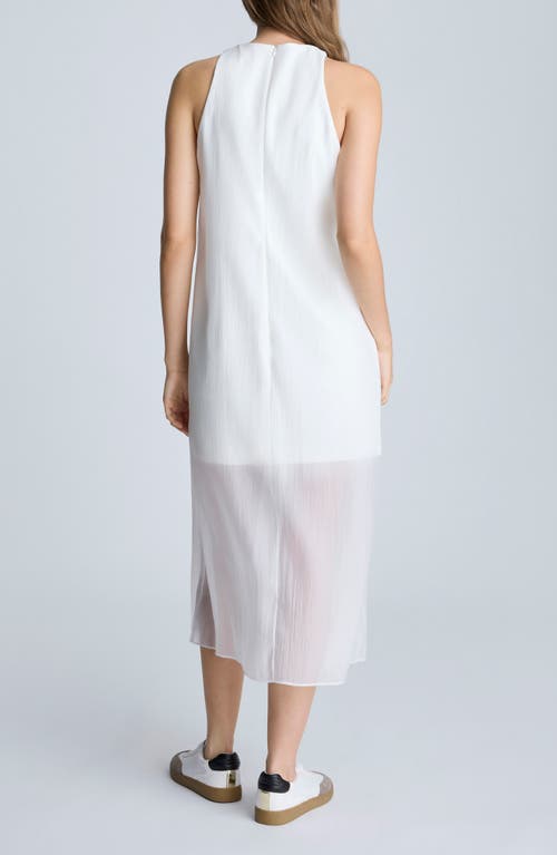 Kenneth Cole Sheer Mesh Overlay Midi Dress In Pure White
