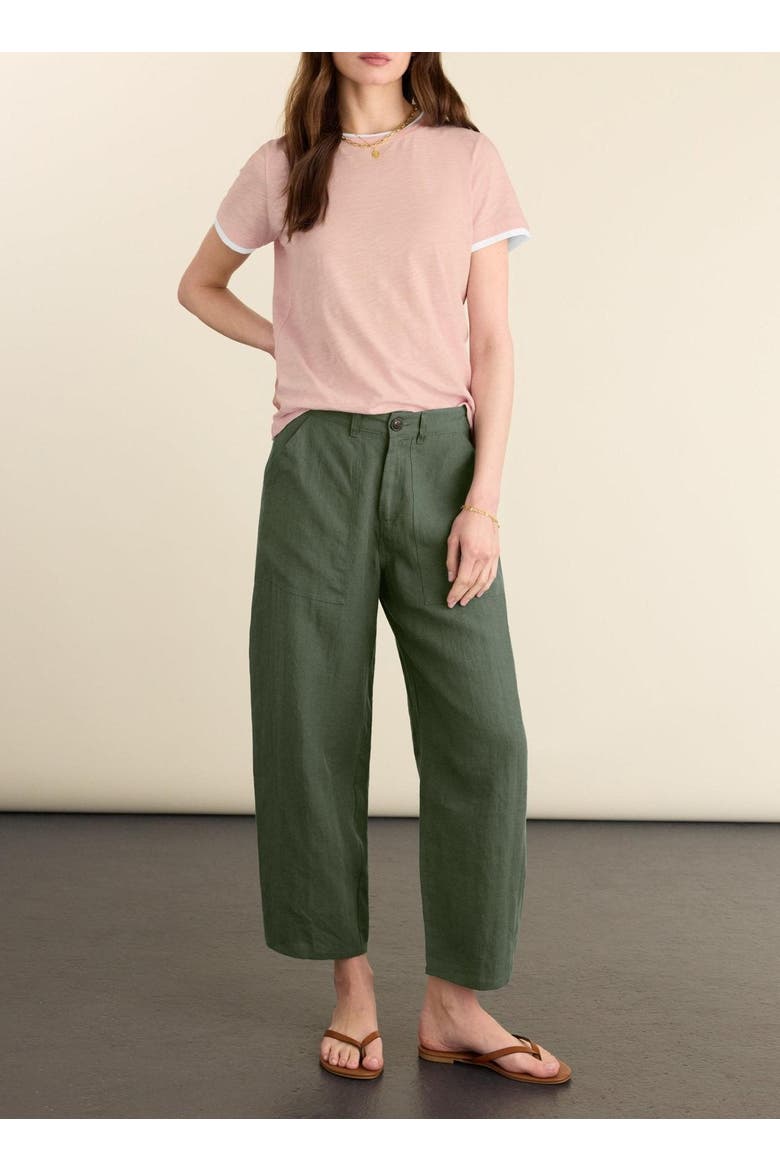 Brett Linen Barrel Leg Trousers, Alternate, color, Deep Khaki