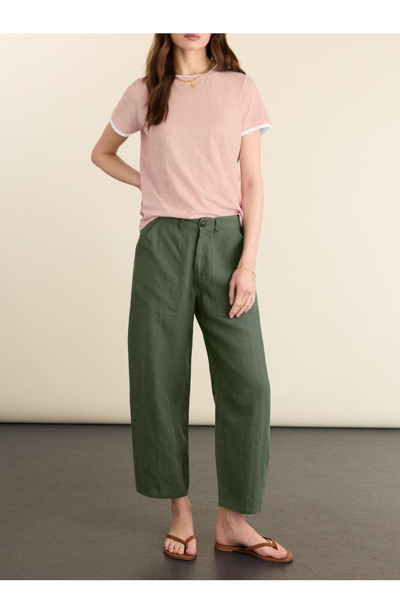 Baukjen Brett Linen Barrel Leg Trousers, Alternate, color, Deep Khaki