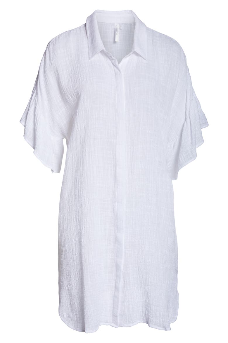 Beach Cover-Up Shirt, Alternate, color, WHITE