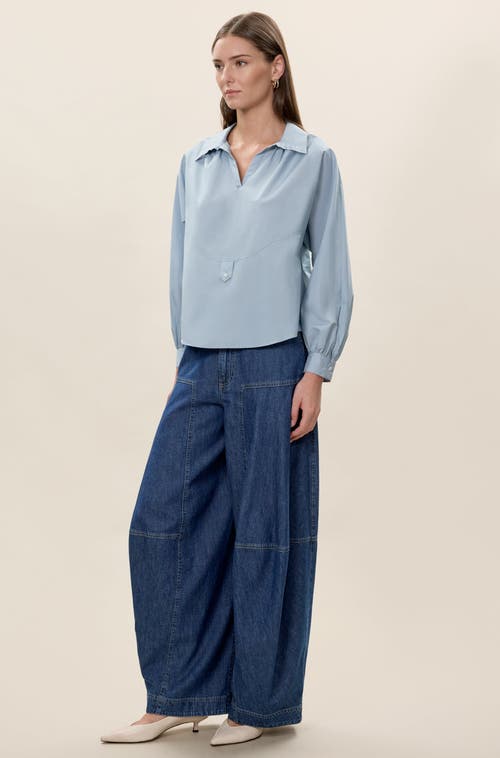 Rebecca Taylor Aisley Poplin Shirt In Blue