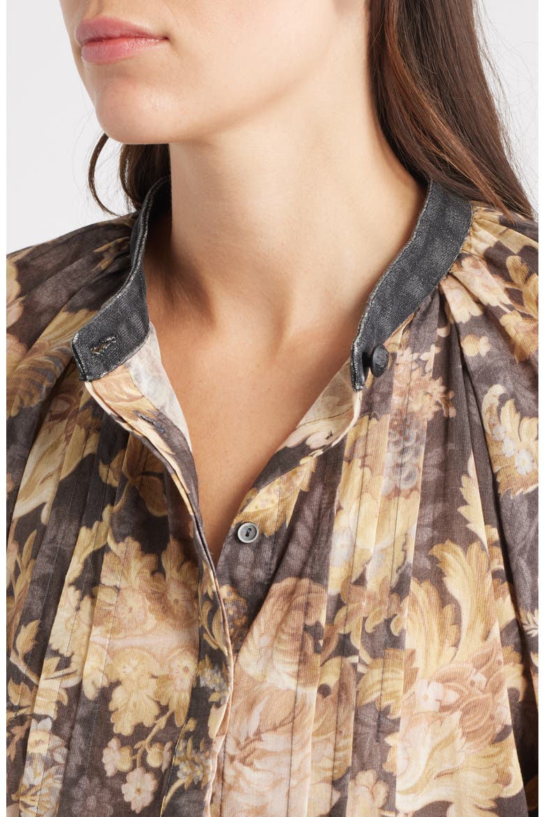 Stevie Raglan Sleeve Cotton Button-Up Shirt, Alternate, color, BLACK MULTI