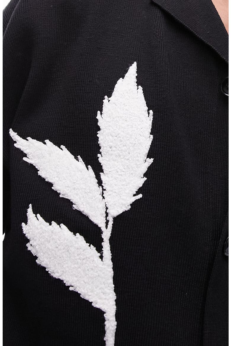 Floral Embroidered Short Sleeve Milano Stitch Camp Shirt, Alternate, color, BLACK