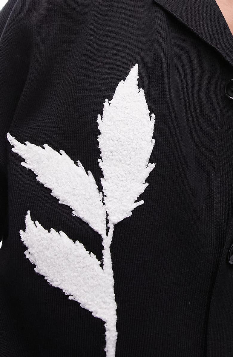 Topman Floral Embroidered Short Sleeve Milano Stitch Camp Shirt, Alternate, color, 