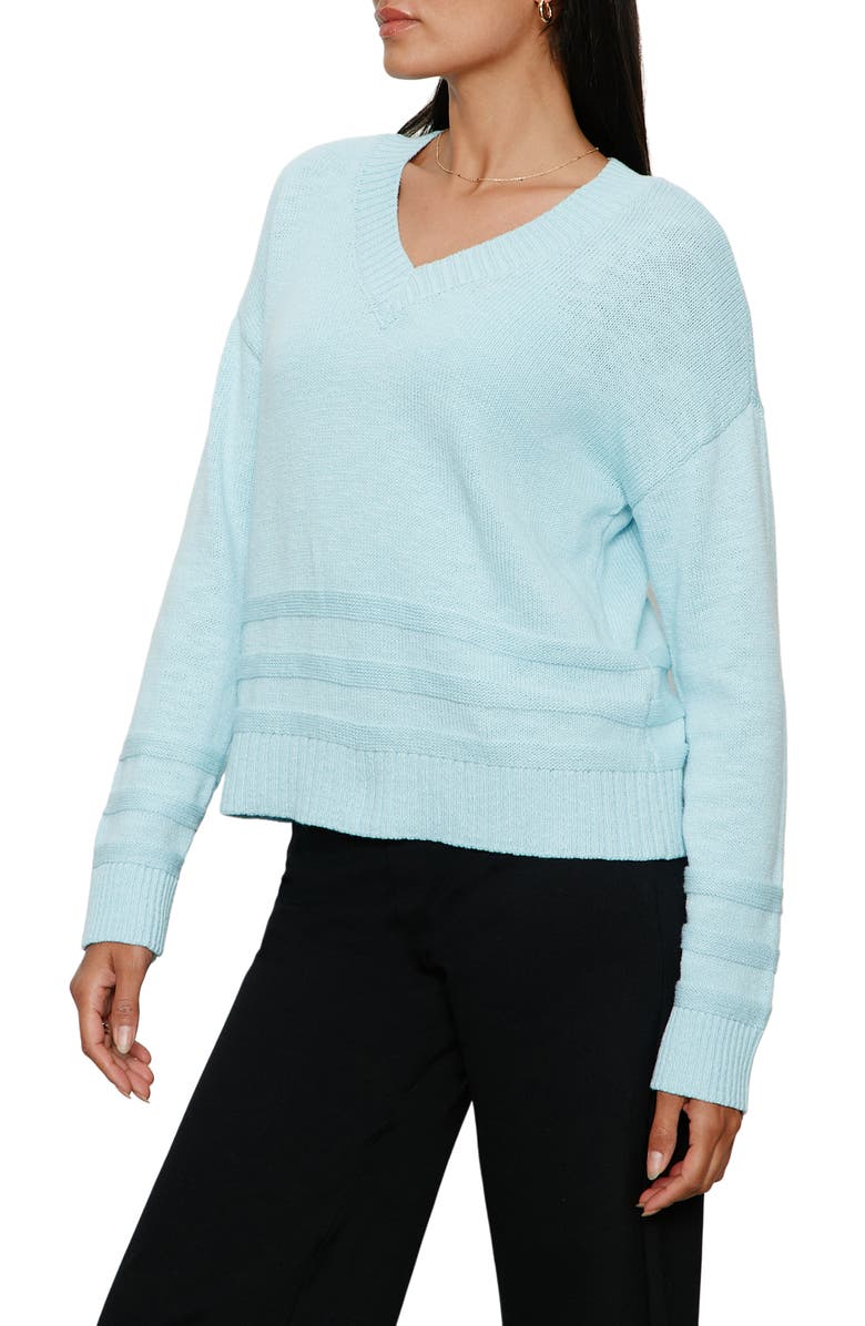 Sanctuary V-Neck Cotton Sweater, Alternate, color, Aquamarine Blue