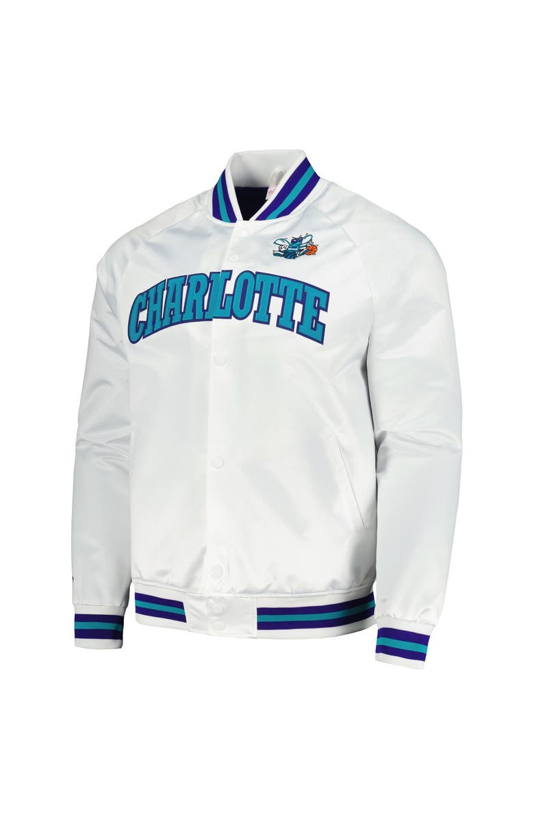 Mitchell & Ness Men's Mitchell & Ness White Charlotte Hornets Hardwood Classics  Throwback Wordmark Raglan Full-Snap Jacket, Alternate, color, 