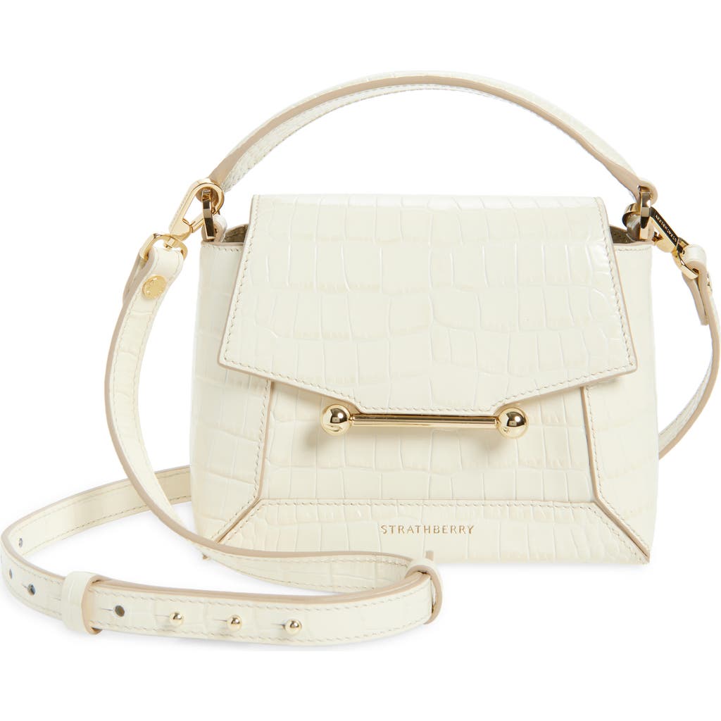 Strathberry Nano Mosaic Croc Embossed Leather Top Handle Bag