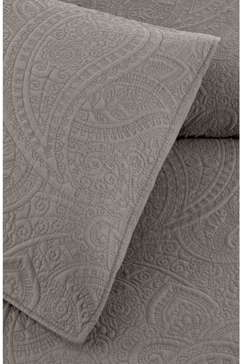 Pretty Paisley Embroidered 2-Piece Quilt Set, Alternate, color, GREY
