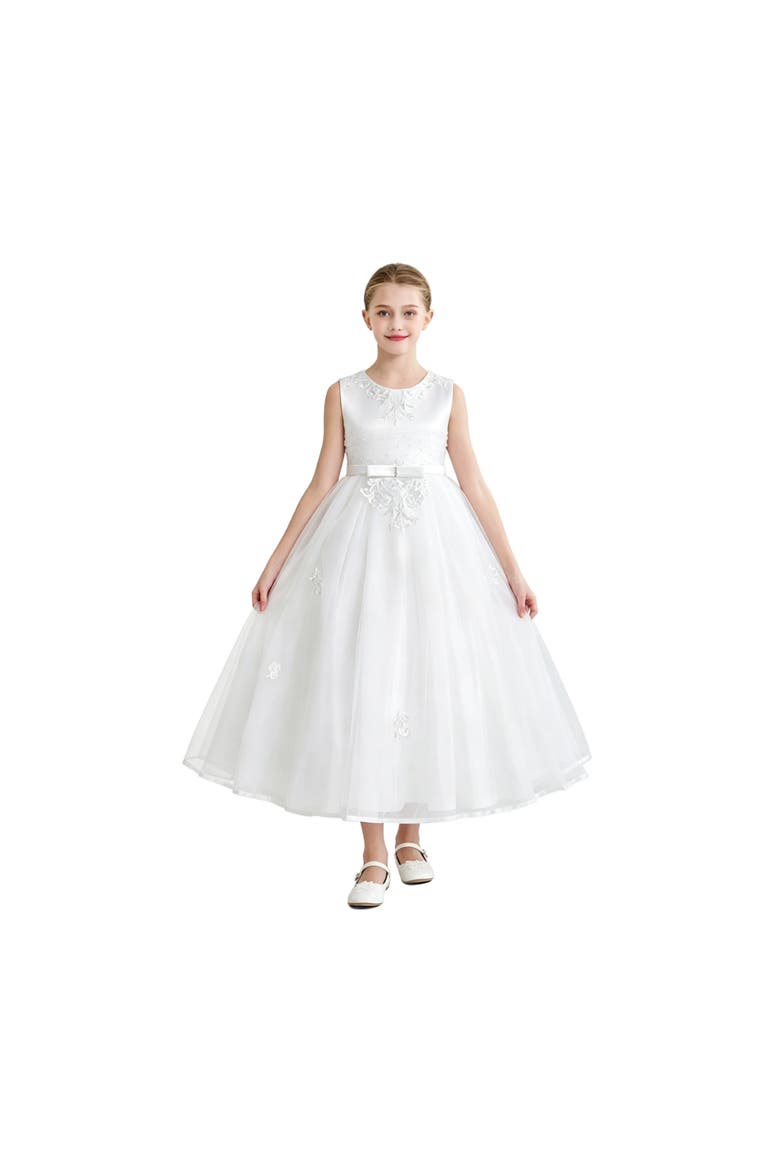 Azalina Satin Tulle Dress, Alternate, color, White