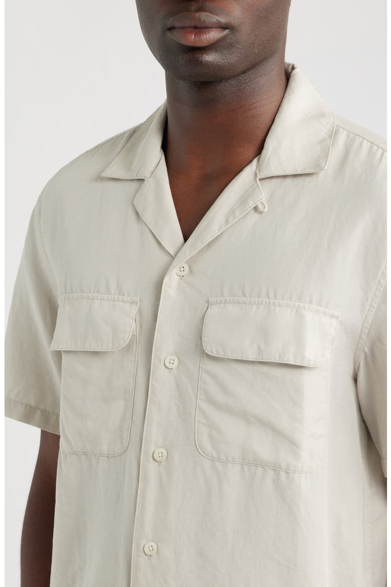 Short Sleeve Lyocell & Linen Button-Up Shirt, Alternate, color, FORM GREY