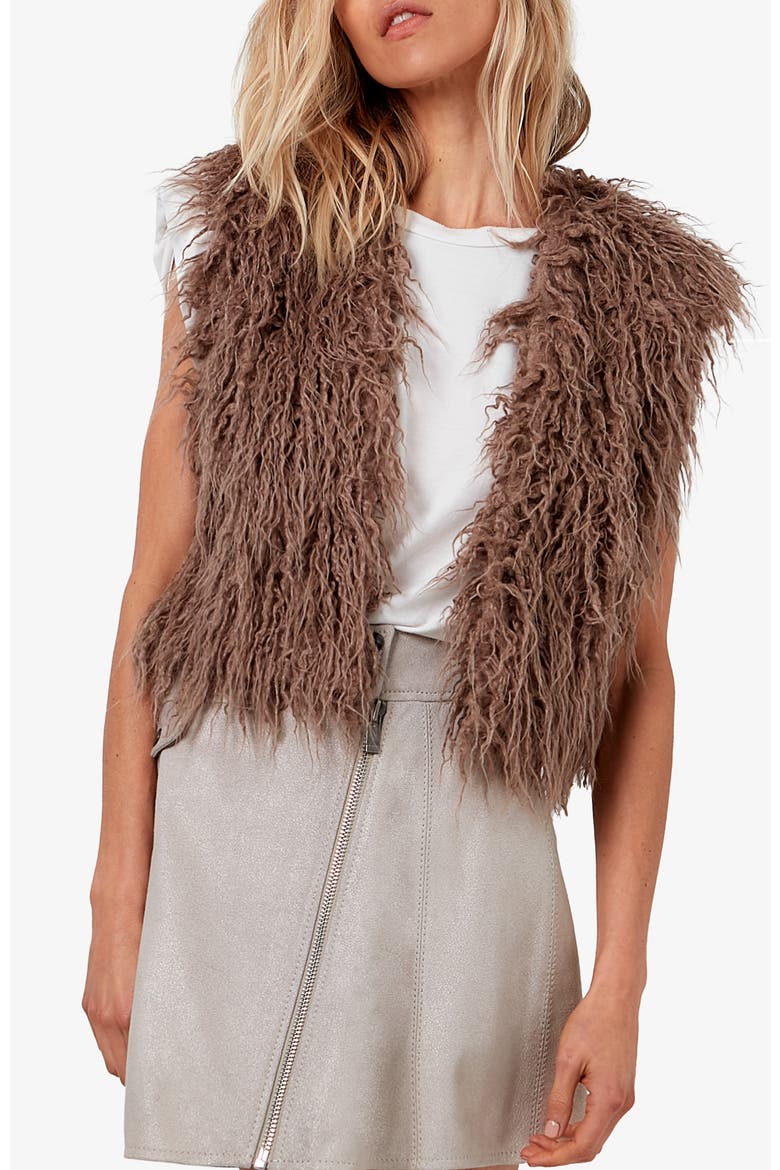Revolution Shag Fur Vest, Main, color, Taupe