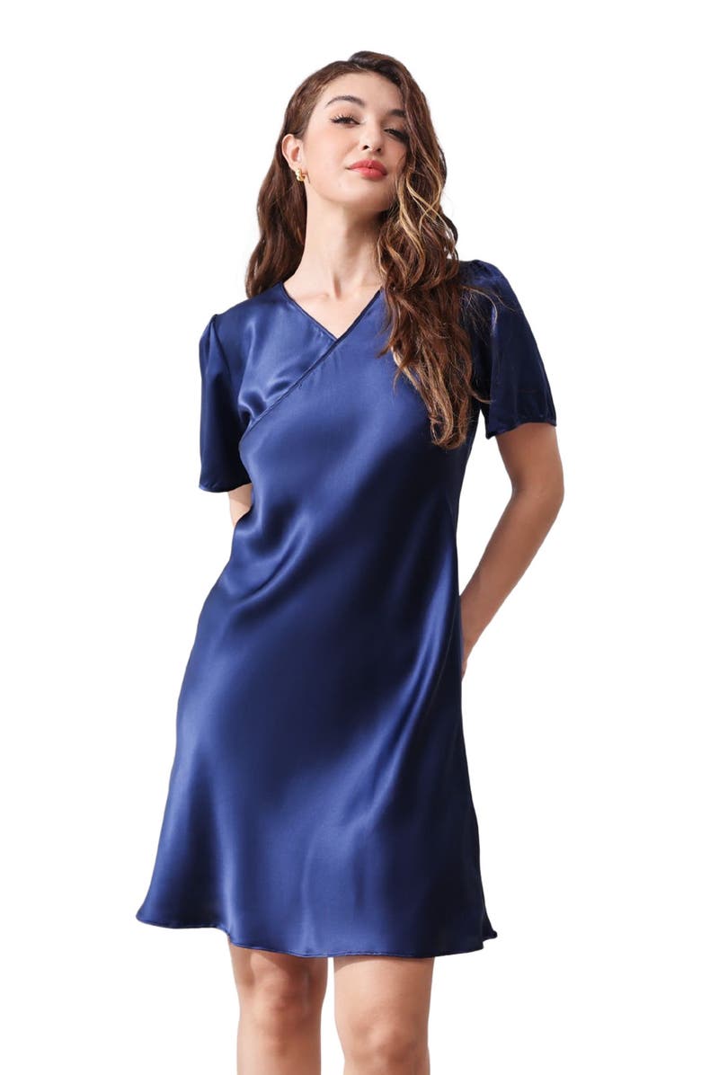 SILKSILKY Pure Silk Casual Smock Nightgown, Alternate, color, 