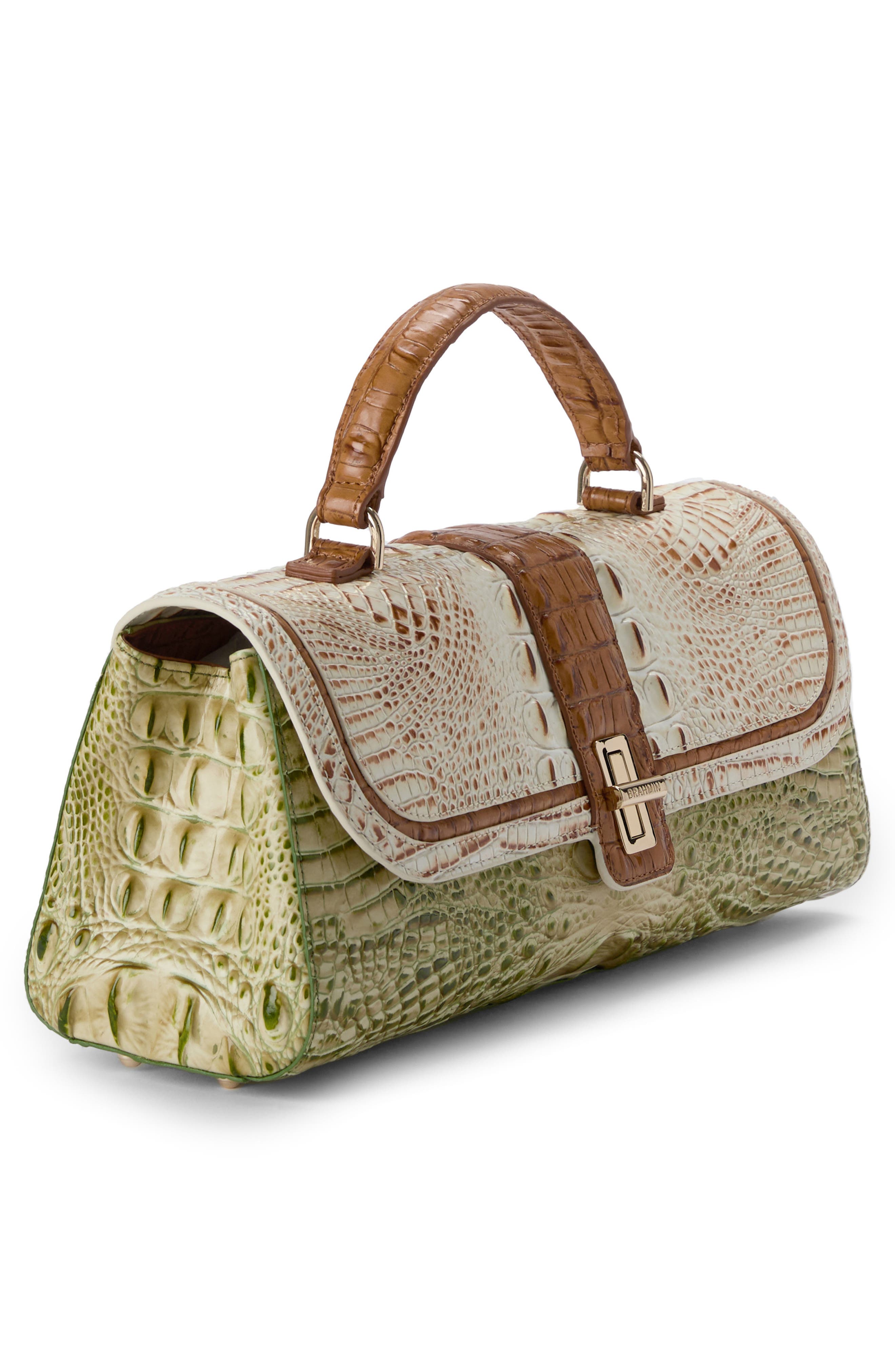 Brahmin Dayan Colorblock Croc Embossed Leather Top Handle Bag, Alternate, color, 