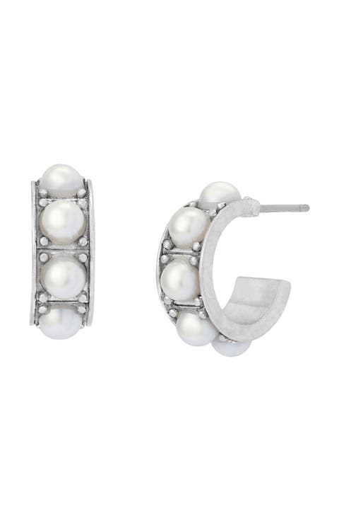 Imitation Pearl Small Huggie Earrings