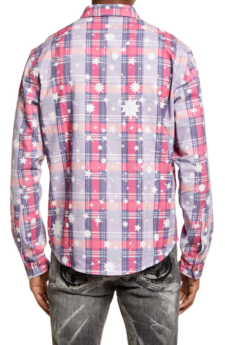 Billionaire Boys Club Men's BB Celestial Long Sleeve Cotton Button-Up Shirt, Alternate, color, 