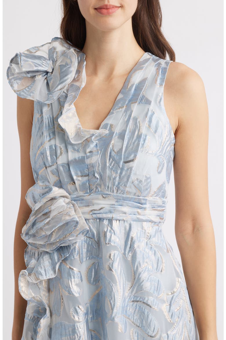Floral Burnout Cocktail Dress, Alternate, color, ICE BLUE GOLD