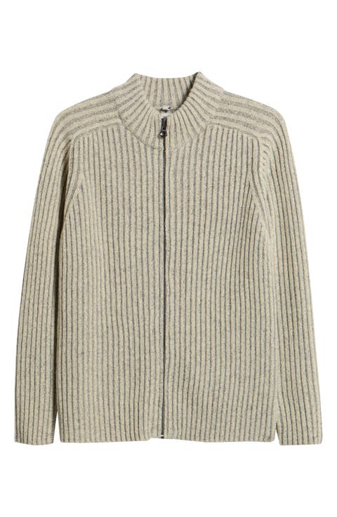 Two-Tone Zip Front Sweater