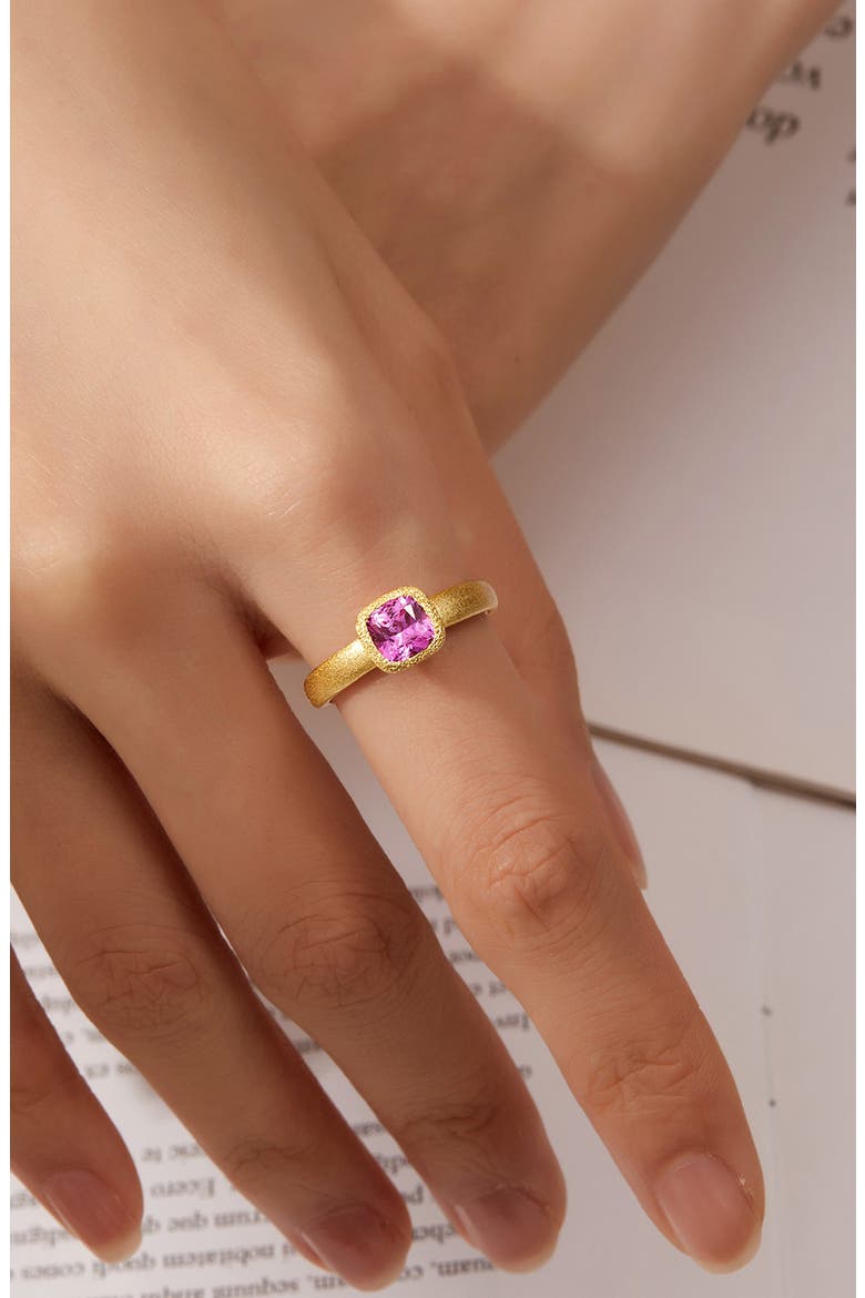 Fancy Lab Grown Sapphire Solitaire Ring, Alternate, color, PURPLE