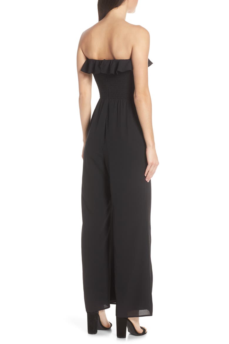 Sangria Strapless Jumpsuit, Alternate, color, BLACK