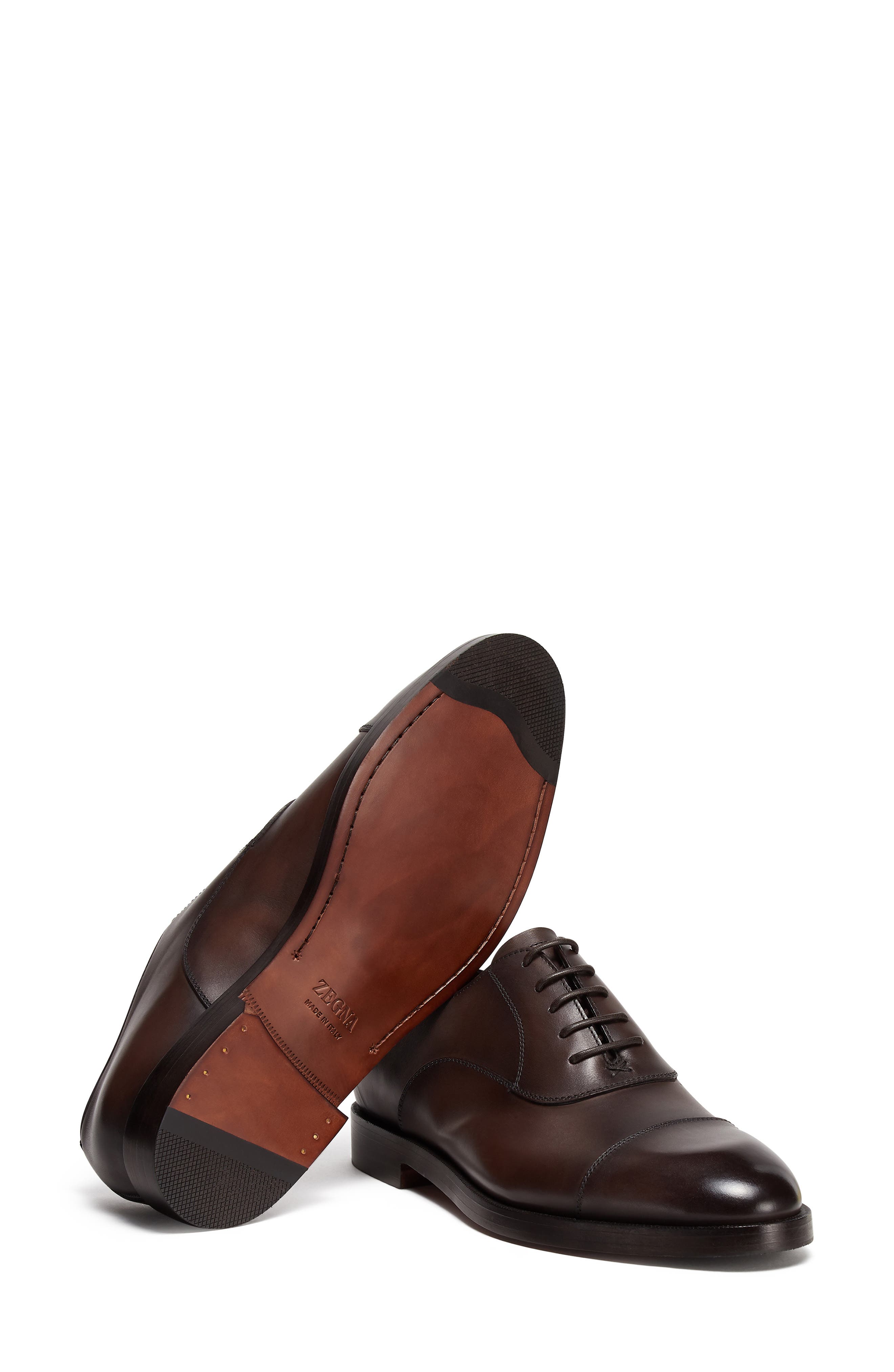 ZEGNA Torino Cap Toe Oxford, Alternate, color, Dark Brown